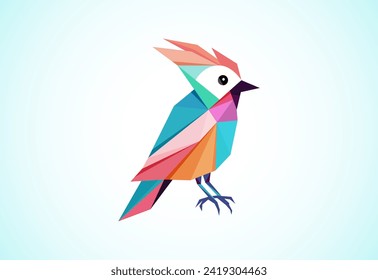 Geometric multi colored bird. Bird logo design vector illustration