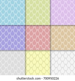Geometric multi colored collection of seamless patterns for wallpapers and textile. Vector illustration