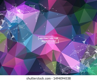 Geometric Multi Purple Polygonal background molecule and communication. Connected lines with dots. Minimalism background. Concept of the science, chemistry, biology, medicine, technology.