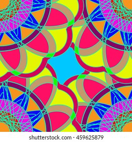 Geometric multicolor fractal mandala seamless pattern for background or design work