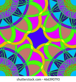 Geometric multicolor fractal mandala seamless pattern for background or design work