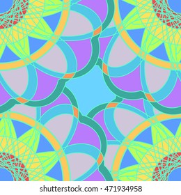 Geometric multicolor fractal mandala seamless pattern for background or design work