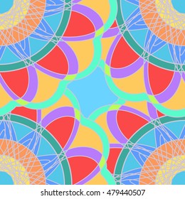 Geometric multicolor fractal mandala seamless pattern for background or design work