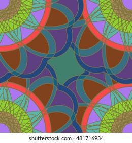 Geometric multicolor fractal mandala seamless pattern for background or design work