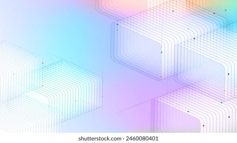 Geometric multicolor line pattern cube tech vector background