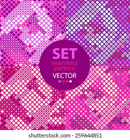 Geometric multicolor pattern for modern design.Set of abstract seamless textures.Vector mosaic.