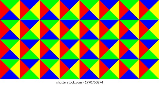 Geometric multicolored triangle shapes seamless pattern vector background.
