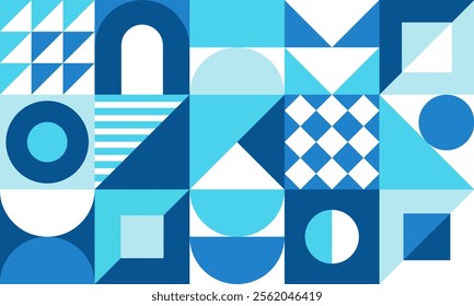 Geometric mural abstract pattern in colorful trendy style. Mosaic shapes for wall decoration, wallpaper, banners, posters and prints. Vector illustration