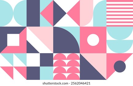 Geometric mural abstract pattern in colorful trendy style. Mosaic shapes for wall decoration, wallpaper, banners, posters and prints. Vector illustration