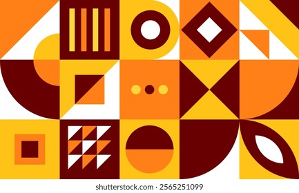 Geometric mural abstract pattern in colorful trendy style. Mosaic shapes for wall decoration, wallpaper, banners, posters and prints. Vector illustration