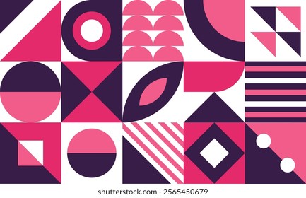 Geometric mural abstract pattern in colorful trendy style. Mosaic shapes for wall decoration, wallpaper, banners, posters and prints. Vector illustration