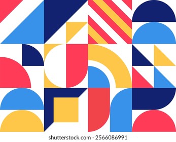 Geometric mural abstract pattern in colorful trendy style. Mosaic shapes for wall decoration, wallpaper, banners, posters and prints. Vector illustration