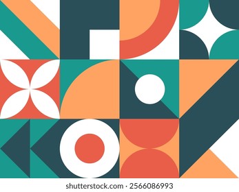 Geometric mural abstract pattern in colorful trendy style. Mosaic shapes for wall decoration, wallpaper, banners, posters and prints. Vector illustration