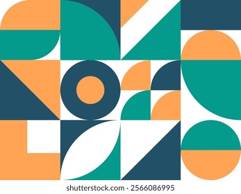 Geometric mural abstract pattern in colorful trendy style. Mosaic shapes for wall decoration, wallpaper, banners, posters and prints. Vector illustration