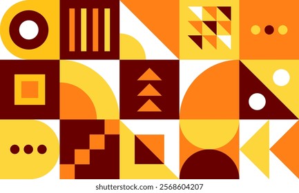 Geometric mural abstract pattern in colorful trendy style. Mosaic shapes for wall decoration, wallpaper, banners, posters and prints. Vector illustration