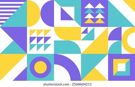 Geometric mural abstract pattern in colorful trendy style. Mosaic shapes for wall decoration, wallpaper, banners, posters and prints. Vector illustration