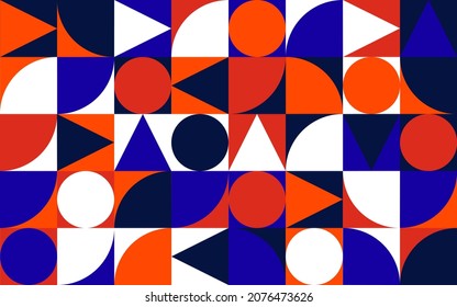 Geometric mural background. Abstract composition made with geometrical shapes in Bauhaus style. Delicate design for banner, poster, print, card, fabric, flyer. Vector pattern illustration EPS 10.