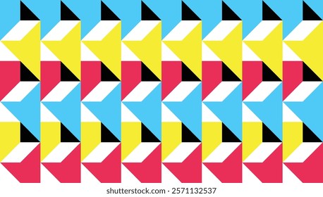 Geometric mural background. 
Modern pattern of abstract composition made with random colorful triangles in Bauhaus style. 
Delicate design for banners, posters. 
