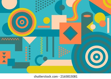 geometric mural wallpaper vector design. colorful abstract background, easy to edit eps 10.