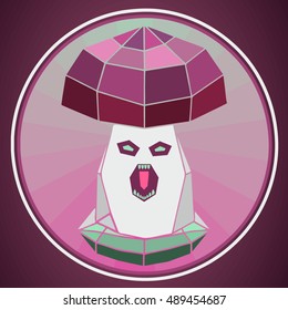 geometric mushroom, round background, vector illustration
