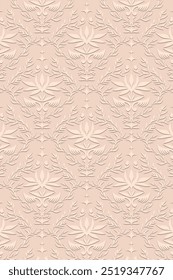 Geometric muted color pattern, vector floral background