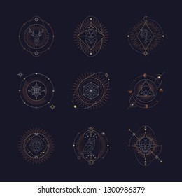 Geometric mystic symbols vector set