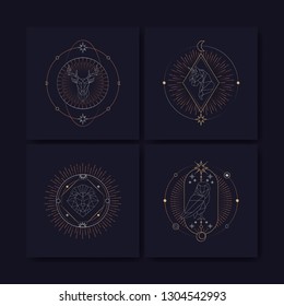 Geometric mystic symbols vector set