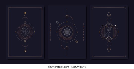 Geometric mystic symbols vector set