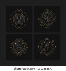 Geometric mystic symbols vector set