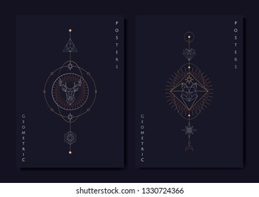 Geometric mystic symbols vector set