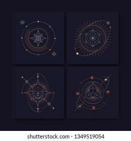 Geometric mystic symbols vector set