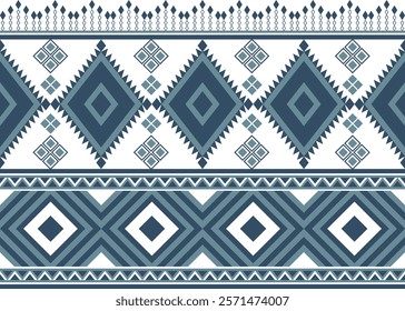 Geometric Native American Navajo navy blue pattern design.