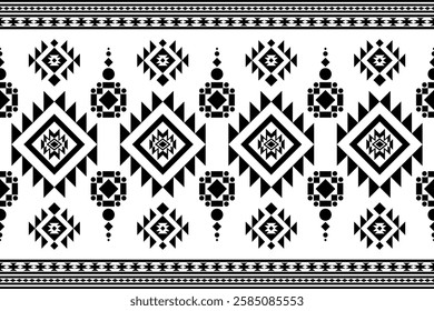 Geometric Native American Style Pattern, Digital Print for Fabric Wallpaper, black and white pattern.