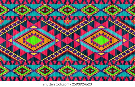 Geometric Native American Style Pattern,Seamless Border Design for Fashion and Home Decor,Handcrafted Ethnic Ornament,Ethnic Aztec Textile Design,ethnic pattern.