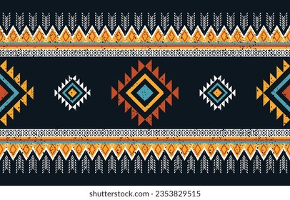 Geometric Native American traditional pattern. Abstract background with ethnic Aztec ornament. Design for background, carpet, wallpaper, clothing, wrapping, fabric, scarf. Grunge texture in tribal.