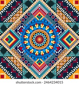 Geometric native ethnic colorful vector design for rug, carpet, mat. Geometric ethnic clipart. Native carpet with decorative elements.