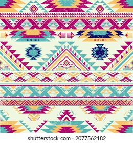Geometric native pattern ethnic  color seamless pattern Design for fabric, curtain, background, carpet,wallpaper, clothing, wrapping, Batik, fabric,Vector illustration.