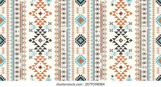 Geometric native pattern ethnic  color seamless pattern Design for fabric, curtain, background, carpet,wallpaper, clothing, wrapping, Batik, fabric,Vector illustration.