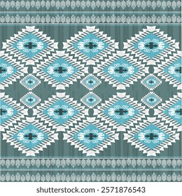Geometric Native Tribal Pattern, Aztec, Navajo, Ikat Seamless Ethnic Traditional Vector Design for Textile, Printing, Wallpaper, Wrapping, Clothing, Batik, Sarong
