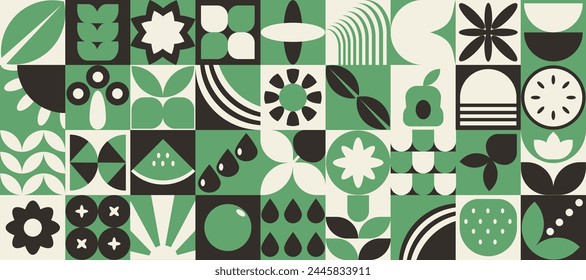Geometrisches natürliches Muster. Abstrakte Fruchtblattpflanze einfache Form, minimales florales Öko-Landwirtschaftskonzept