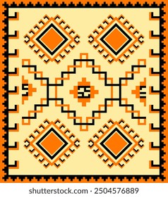 Geometric Navajo ethnic pattern. Navajo Abstract ethnic geometric pattern design for fabric, carpet, tile, clothing, embroidery, wallpaper, and background.