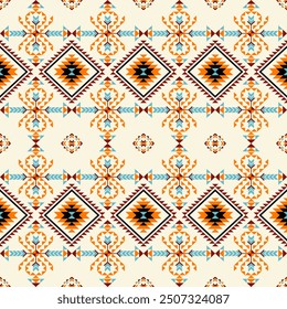 Geometric Navajo ethnic pattern. Navajo Abstract ethnic geometric pattern design for fabric, carpet, tile, clothing, embroidery, wallpaper, and background.