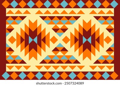 Geometric Navajo ethnic pattern. Navajo Abstract ethnic geometric pattern design for fabric, carpet, tile, clothing, embroidery, wallpaper, and background.