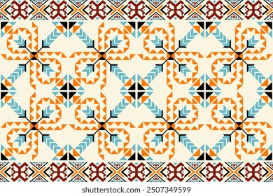 Geometric Navajo ethnic pattern. Navajo Abstract ethnic geometric pattern design for fabric, carpet, tile, clothing, embroidery, wallpaper, and background.