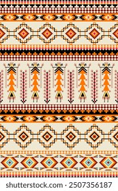 Geometric Navajo ethnic pattern. Navajo Abstract ethnic geometric pattern design for fabric, carpet, tile, clothing, embroidery, wallpaper, and background.