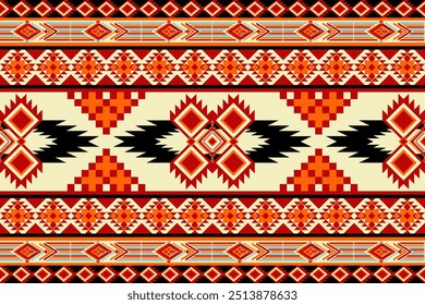 Padrão étnico navajo geométrico. Navajo Abstract étnico geometric design padrão para tecido, tapete, azulejo, roupas, bordados, papel de parede e fundo. Projeto de arte vetorial. Tribal ameríndia 