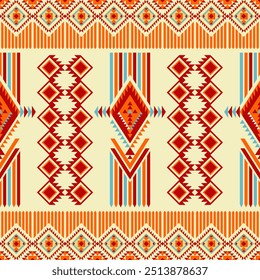 Geometrisches Navajo-ethnisches Muster. Navajo Abstraktes geometrisches Muster Design für Stoff, Teppich, Fliesen, Kleidung, Stickerei, Tapete und Hintergrund. Vektorkunst-Design. Indianerstamm 