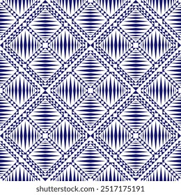 Patrón étnico geométrico navajo. Diseño de patrón geométrico étnico Abstractas navajo para tela, alfombra, azulejo, ropa, bordado, Fondo de pantalla y fondo. Diseño de Arte vectorial. Ilustración azul.motivos 