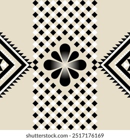 Patrón étnico geométrico navajo. Diseño de patrón geométrico étnico Abstractas navajo para tela, alfombra, azulejo, ropa, bordado, Fondo de pantalla y fondo. Diseño de Arte vectorial. Blanco y negro