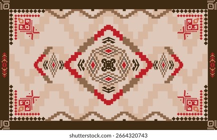 Patrón geométrico Navajo Vector de diseño colorido de tela nativa americana para impresión textil Diseño tribal sin costuras 